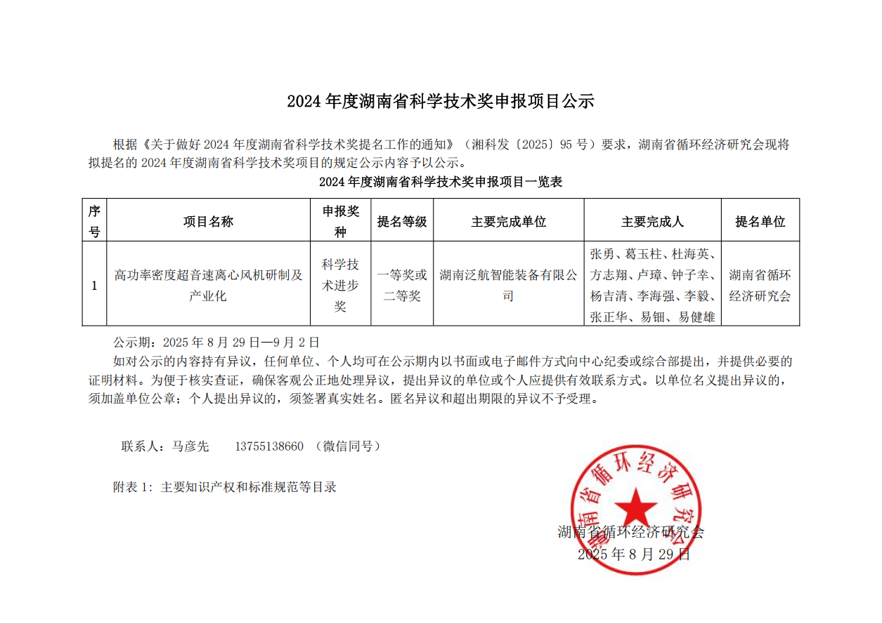2024 年度湖南省科学技术奖申报项目公示(二)